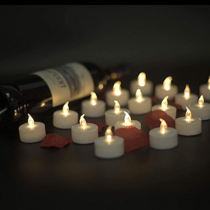 Nancia LED Tea Lights Candles- 24PACK Flameless Candles Realistic and Bright Flickering Long Lasting 200Hours for Holiday Celebration,Home Decoration Warm White