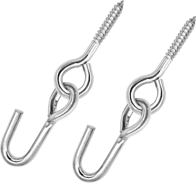 Hammock Hooks & Hangers,2 Packs,Galvanized,Heavy Duty Anti-Rust Steel Accessories,Eye Bolt Screws Hanging Kit Hardware for Trees,Yoga Hammocks,Swing,Hammock Chair,Indoor,Outdoor