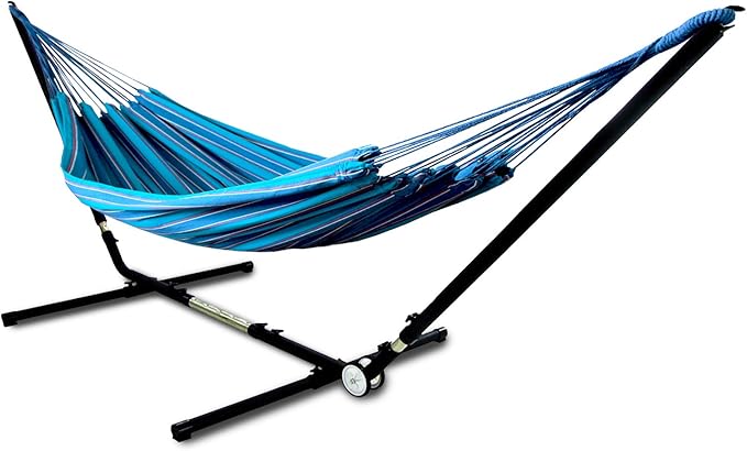 Hammaka 40911-KP Adjust to Fit Brazilian Two Person Combo-Blue Hammock Stand