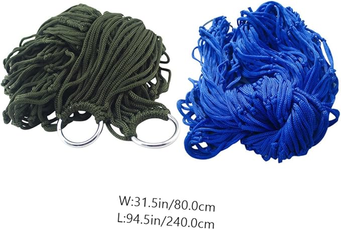 2pcs Outdoor Hammocks Nylon Rope Mesh Hammock Bed Heavy Duty Camping Swing Bed