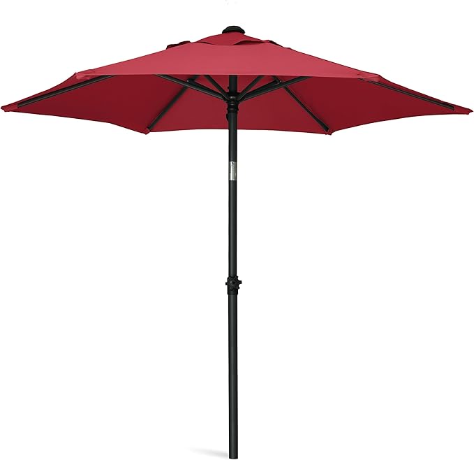 AMMSUN 6ft Patio Umbrella Outdoor Table Umbrellas with Push Button Tilt, UPF50+ Premium Steel Pole and Ribs for Deck, Lawn, Garden, Backyard & Pool (Red)