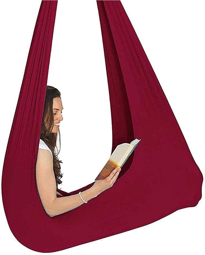 Kids Soft Swing Chair Indoor Therapy Swing Cuddle Hammock Autism ADHD Aspergers Children Elastic Parcel Steady Seat Swings Max Load 200KG (Color : Red, Size : 150 x 280 cm)