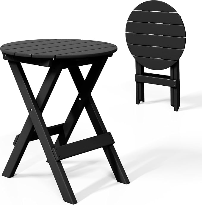 Costaelm Outdoor Bistro Table, Patio Round Portable Folding Bar Height Table Tall Balcony Pub Small High Top for Front Porch Deck, Backyard, Garden, Black