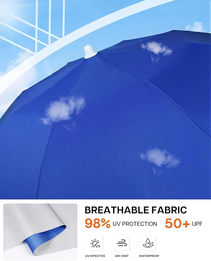 paramondo Beach Umbrella with Sand Anchor, Ultimate Adjustable Shade with Tilt & 360° Rotation, Portable 6FT Round Umbrella with Carry Bag, Windproof for Pool Patio Beach