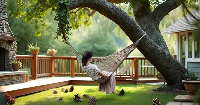 Hammock Hanging Mesh Strong Thick Nylon Rope Hammock Swinging Hammock Seat Travel Hanging Swing Chair
