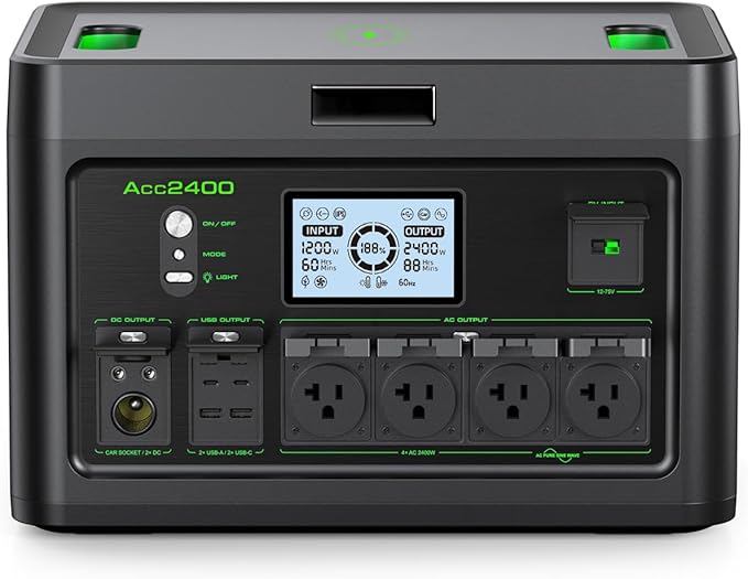 2400W Portable Power Station 1843.2Wh Solar Generator, Home Battery Backup, LiFePO4 Battery Supply with 12 Outlets(2400W AC Outlets), USB-C PD100W,2Hrs Fast Charge, RV Travel