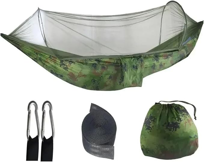 Hammock Camping Hammock with Mosquito Net Sleeping Tent Hammock Suitable Camping Hammock Outdoor Furniture for Garden Quick-Opening(Camouflage)