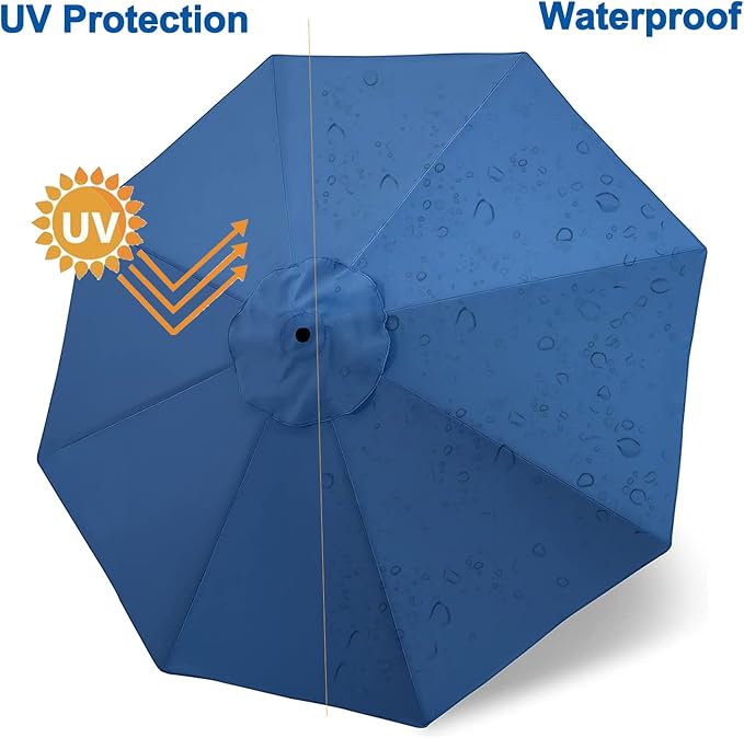 Patio Umbrella 9 ft Replacement Canopy for 8 Rib，Patio Umbrella Replacement Canopy Market Umbrella Top Fit Outdoor Umbrella Canopy（Only the top cover）