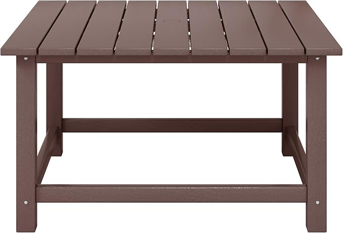 Costaelm Patio Conversation Set, 5 Piece Balcony Furniture, Small Patio Firepit Furniture Outdoor Adirondack Square Coffee Table and Chair for Backyard Lawn Porch Pool Garden, Dark Brown