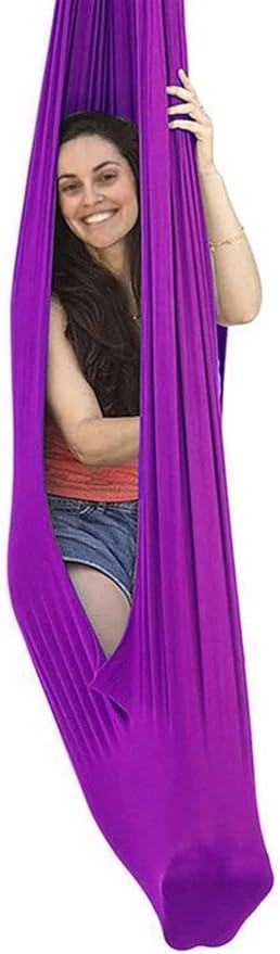 Indoor Therapy Swing Kids Snuggle Swing With Special Needs Cuddle Hammock For Children Adults Autism, ADHD, Aspergers Sensory Integration Easy To Install ( Color : Purple , Size : 100*280CM/39*110in )