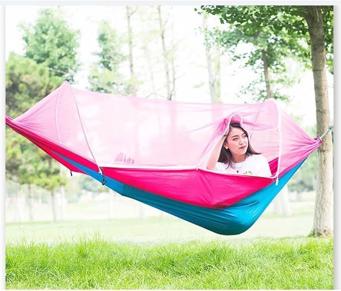 Outdoor Hammock Anti-Rollover Travel Camping Portable Hammock Hanging Chair Outdoor Portable Camping Travel Equipment (Color : Pink, Size : 240 * 120cm)