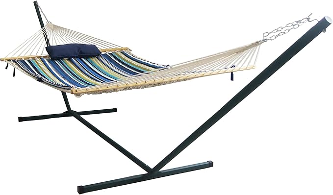 15' Outdoor Leisure Hammock Set - Blue Stripe