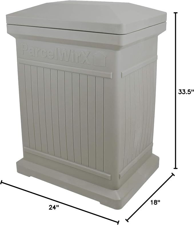 RTS Home Accents ParcelWirx Premium Vertical Storage Cabinet/Lockable Package Delivery Box with Lift Off Lid, Prestige Pewter