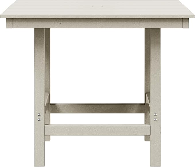 WestinTrends Ashore Outdoor HDPE 36" Square Patio Dining Table with Umbrella Hole, Sand