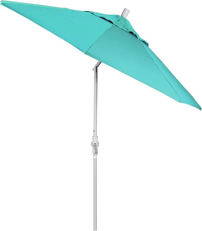 California Umbrella 9' Round Crank Lift, Collar Tilt, Aluminum Pole, Fiberglass Rib Patio Umbrella, White Finish