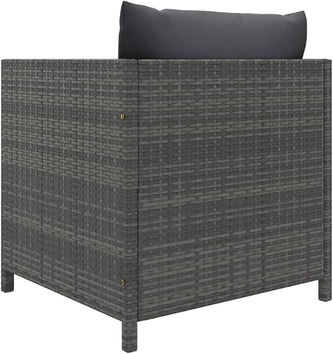 5-Piece Grey PE Rattan Patio Set, Modular Sectional 23.6"x23.6"x12.6", Steel Frame, Outdoor Furniture for Deck/Garden/Sunroom