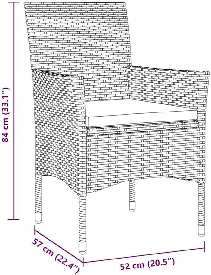Afuera Living 5 Piece Patio Dining Set, Poly Rattan and Tempered Glass, Black Finish, Weather-Resistant Cushions, Powder-Coated Steel Frame, Modern Style Outdoor Furniture for Garden, Deck, or