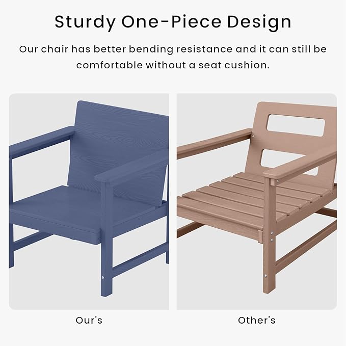 5-Piece Patio Conversation Sets, Weatherproof HDPE Sectional Furniture Set with Cushions, Outdoor Sofa Set for for Porch, Balcony, Deck, Lawn (Navy Blue)