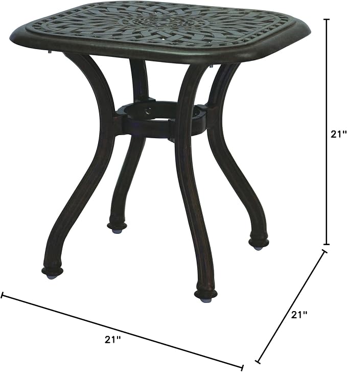 Darlee Series 60 Cast Aluminum Square Patio End Table - Antique Bronze