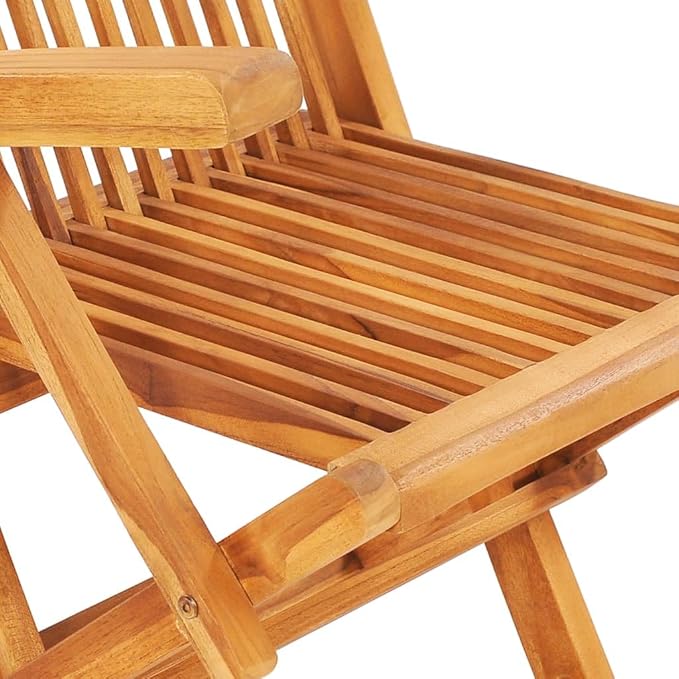 vidaXL Solid Teak Wood 7-Piece Patio Dining Set - Folding Table and Chairs - Durable Outdoor Garden Terrace Furniture Set with Fine Sanded Finish - Weather Resistant - Easy Assembly