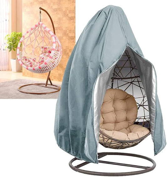 【Upgraded】Patio Egg Chair Covers with Zipper, Wicker Egg Swing Chair Covers, Waterproof Heavy Duty Weather Resisatnt Outdoor Chair Cover, Windproof Hanging Chair Cover, 75" x 45", Grey, 1 Pack