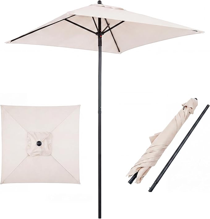 Giantex 5ft Square Patio Umbrella, Outdoor Table Umbrella with Push Bottom Tilt, 4 Sturdy Ribs, Fade Resistant & Waterproof Canopy, Market Umbrella for Deck, Pool, Backyard, Garden, Beach