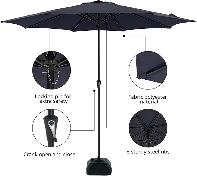 COBANA Patio Umbrella with Base Included, Outdoor Market Table Umbrella with Umbrella Stand Weights
