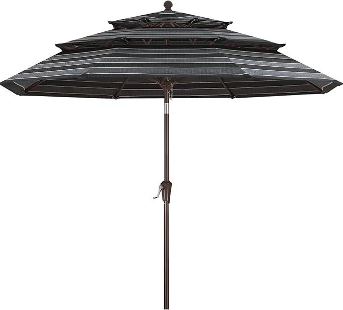 ABCCANOPY 5-Year 10-Year No Fading 9FT 3 Tiers Patio Umbrella, Outdoor Table Umbrella with 8 Sturdy Ribs for Deck, Backyard, Garden, Yard
