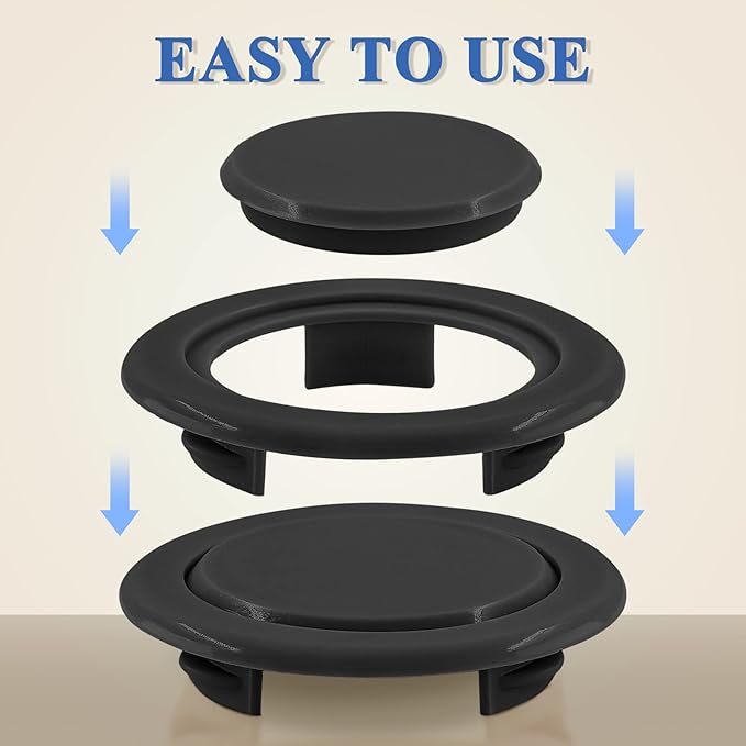 Biaungdo 3 Sets 2 Inch Outdoor Patio Table Umbrella Hole Ring and Cap Set, Standard Size Garden Beach Tablet Thicker Hole Ring Plug and Cap Set(Black)