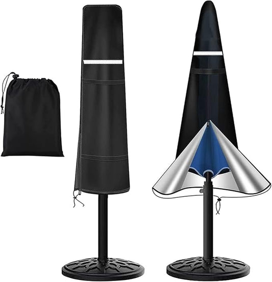 Umbrella Covers for Outdoor Umbrellas - Small Patio Umbrella Cover for 6 ft to 9 ft Outdoor Table Umbrella - Waterproof Windproof Anti-UV Outdoor Garden Parasol Cover with Cover Storage Bag, Black