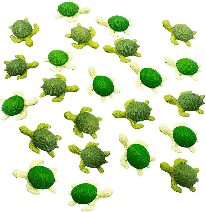 Suartus Mini Green Turtle - 20Pcs Resin Miniature Sea Turtle Figurines Tortoise Turtles Miniature Figurines Ocean Animals Statue for Fairy Garden Micro Landscape Decor Ornament