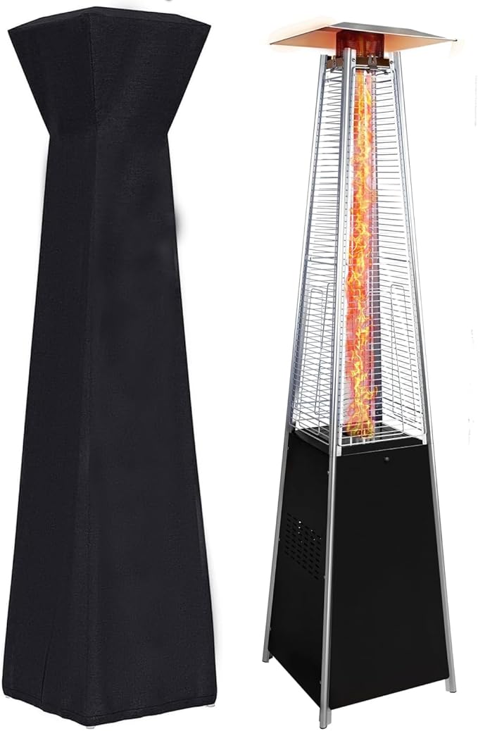 Patio Heater 48,000 BTU Propane Outdoor Heater with Detachable Wheels, Protective Cover, Commercial/Residential Use