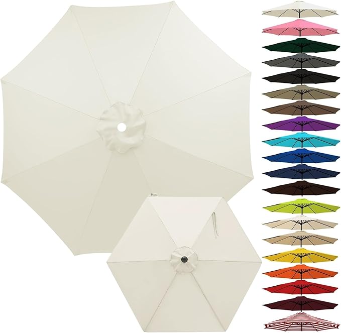 Outdoor Umbrella Replacement Canopy, Patio Umbrella Replacement Top Cover, Outdoor Umbrella Replacement Cloth, 6.5-13.1ft Waterproof UV-Resistant Fabric, for Garden Pool, Canopy Only