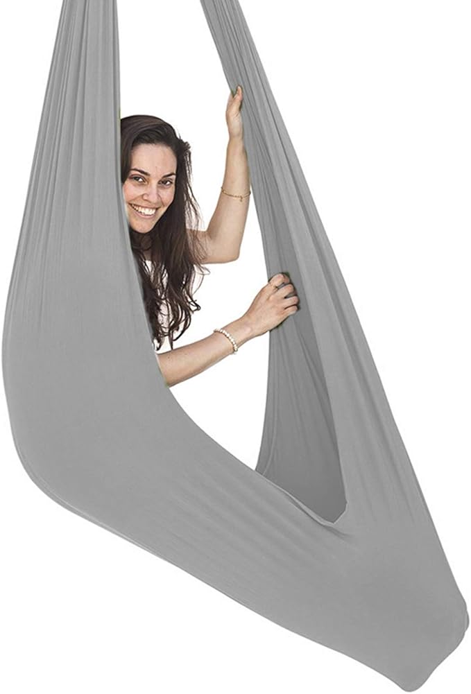 Sensory Swing Adjustable Yoga Snuggle Swing Indoor Therapy Cuddle Hammock Hanging Chair Ideal for Children Or Adults with Special Needs Autism ADHD Aspergers (Color : Gray, Size : 150 x 280 cm)