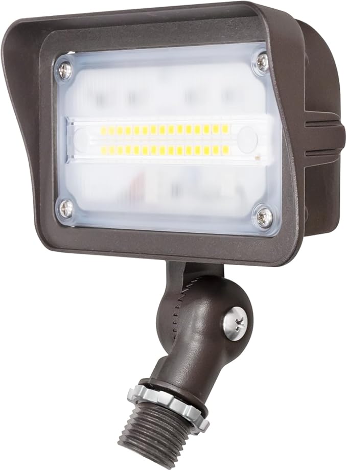 GKOLED 25W LED Flood Lights Outdoor, Dusk to Dawn Security Light, with Anti-Glare Guard, 120V 5000K 2750LM Waterproof Landscape Lighting, Aluminum Lighting Fixture, 1/2" Knuckle Mount, UL Listed
