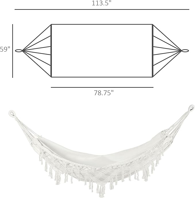 Backyard Hammock with Tassels,Max 330lbs,Bohemian Hammock with Carrying Bag, Indoor Outdoor Tree Hammock for Porch, Backyard, Camping, Beach, Yard, Bedroom, Patio, Porch