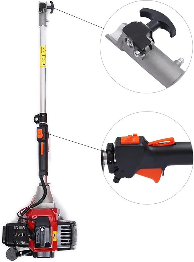 1.7kw 52cc 2-Stroke Straight Shaft Gas Powered String Trimmer, Gas Brush Cutter and Dual Line Trimmer, Grass Trimmer- Lightweight Weed Wacker for Lawn Care