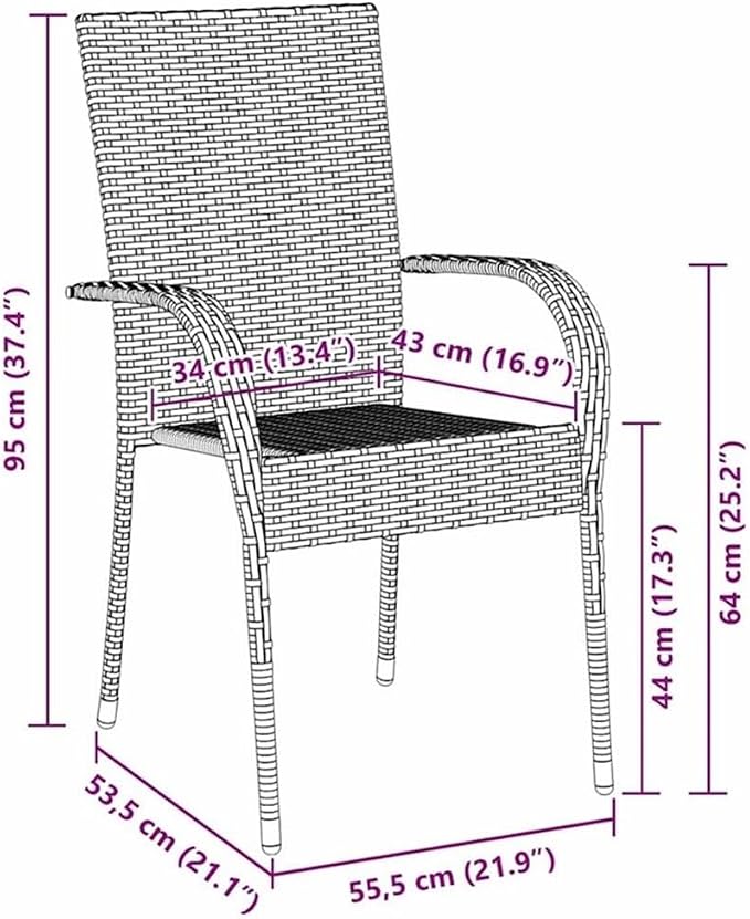 Afuera Living 5-Piece Poly Rattan Garden Dining Set, Black Powder-Coated Steel Frame, Weather-Resistant, Rectangular Table with Comfortable Seating, Modern Outdoor Furniture for Patio, Balcony, or