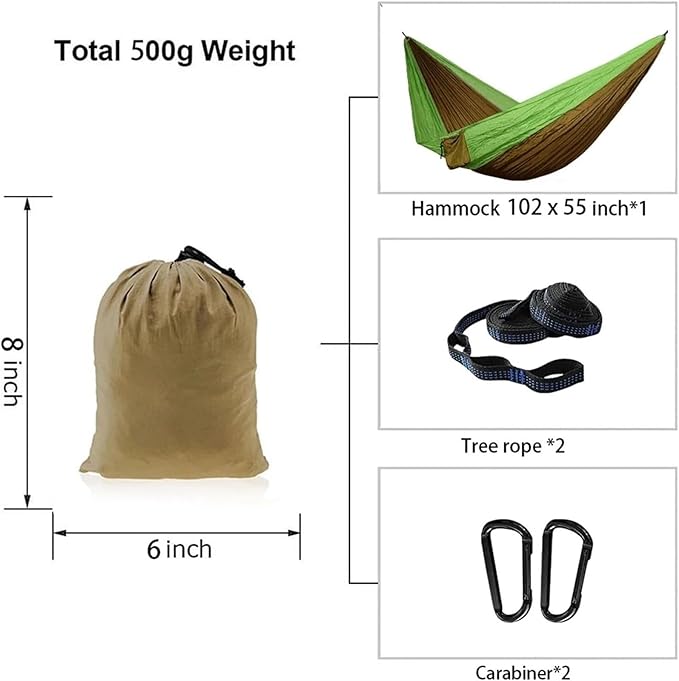 Hangmat Double Hammock 102x55 Inch Two Person Hammocks with 210T Nylon Parachute Portable Lightweight Hammock Buiten Hammock(A)