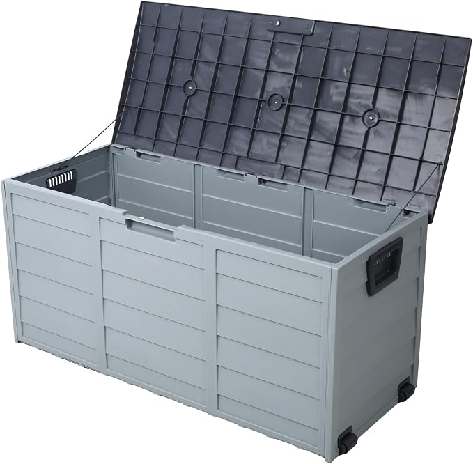 75 Gallon Resin Deck Box for Outdoor Storage Plastic Gray