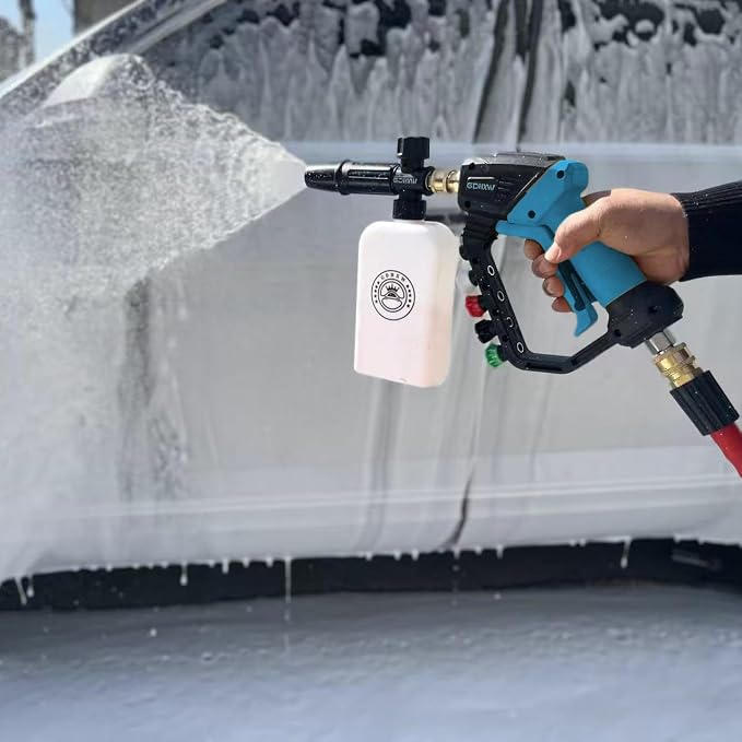 GDHXW Pressure Washer Gun with Foam Cannon, Adjustable Extension Wand, 5 Nozzles, 360° Swivel, 5000 PSI