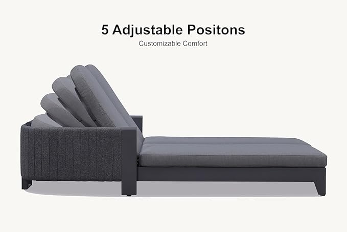 PURPLE LEAF Patio Furniture Set with 2 Person Lounge Chair 8 Pieces Patio Seating Sofas Aluminum Furniture Outdoor Couch Sectional Set with Cushions and Aluminum Table Patio Conversation Sets Gray