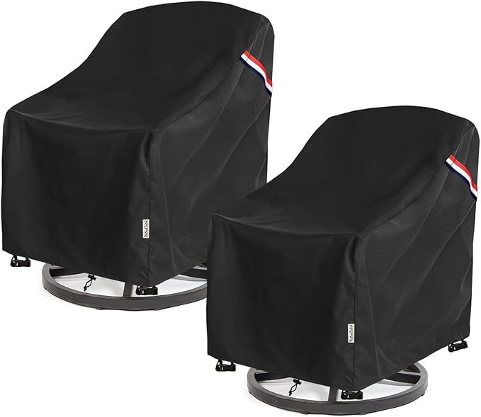 Patio Chair Covers Waterproof Heavy Duty Patio Furniture Covers, 30W x 34D x 36H Inches Swivel Outdoor Chair Cover 2 Pack (Black)