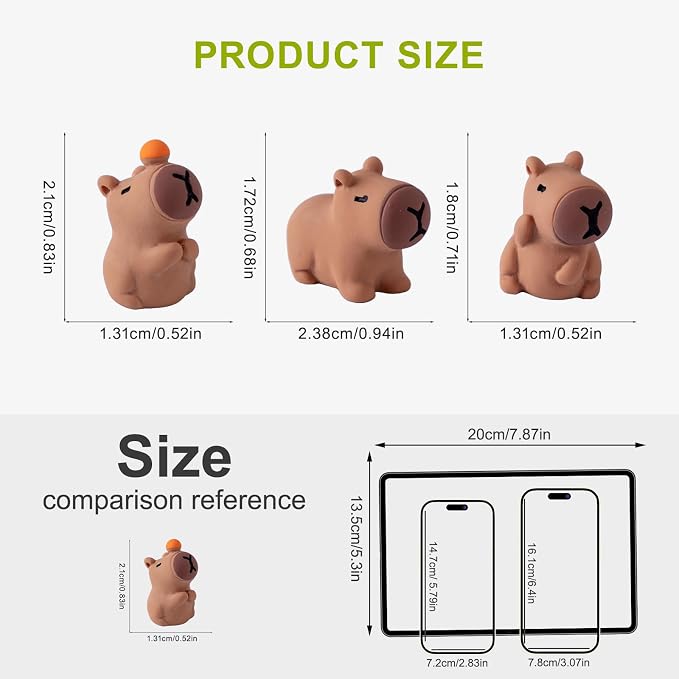 56PCS Mini Capybara Figurines - Adorable Resin Animal Decor Set for Home Office Desk, Zen Garden, Sensory Bins & Collector Displays (Cute Waterproof Figurines)