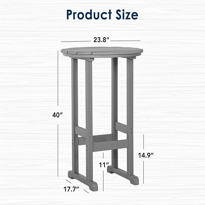 nalone 40" Outdoor Bar Table, All Weather HDPE Bar Height Patio Table Counter Round Patio Cocktail Bar Tables, Tall Bistro Pub Table for Deck, Porch, Backyard, Garden