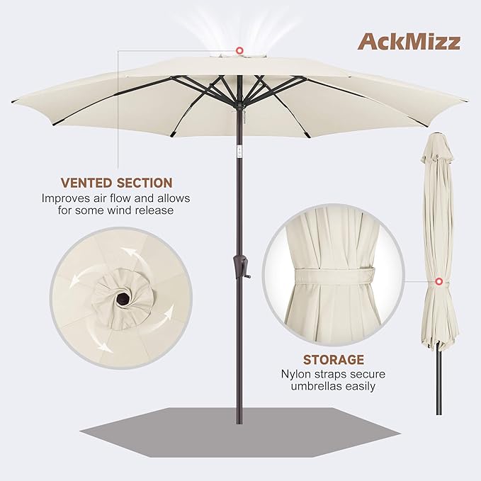 11FT Outdoor Patio Umbrella - Table Umbrella Waterproof UV Protection, Sombrillas de Patio with Push Button Tilt, Sun Umbrella for Pool, Porch, Garden, Deck, Backyard (Ivory)