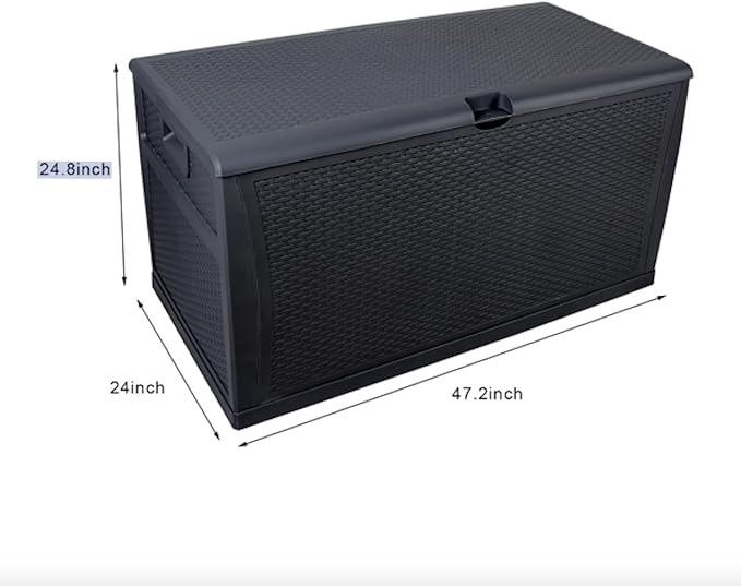 120 Gallon Large Resin Deck Box, Outdoor Organization Storage Container, Garden Storage Chest Lockable Seat for Patio Furniture, Tools (Black)