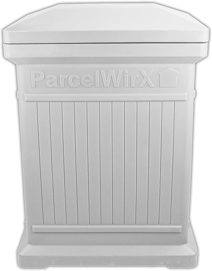 RTS Home Accents ParcelWirx Premium Vertical Storage Cabinet/Package Delivery Box with Lift Off Lid, Slate Grey