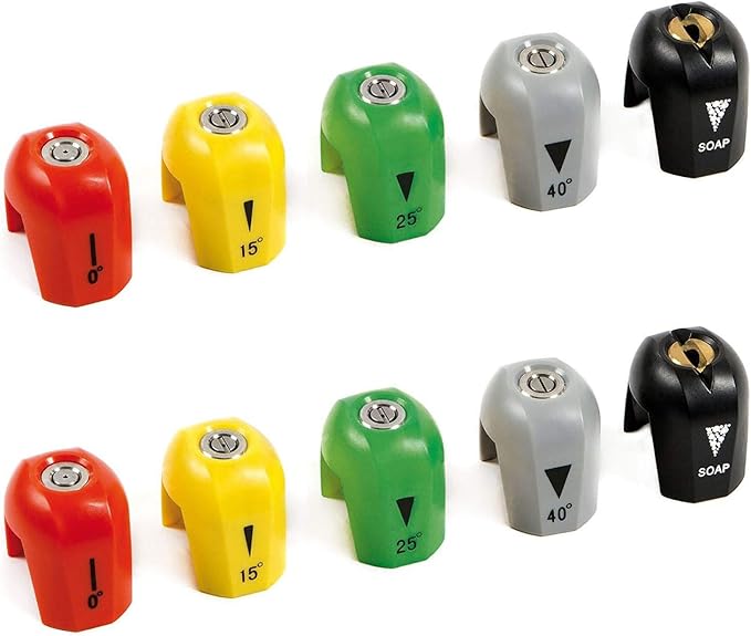 Sun Joe 10-Pack Quick-Connect Pressure Washer Spray Tips, Nozzle Attachment Set with 0,15, 25, 40 Degree & Soap Tip - Portable Power Attachments and Accessories for SPX Washing Machines, SPX3000-TPS