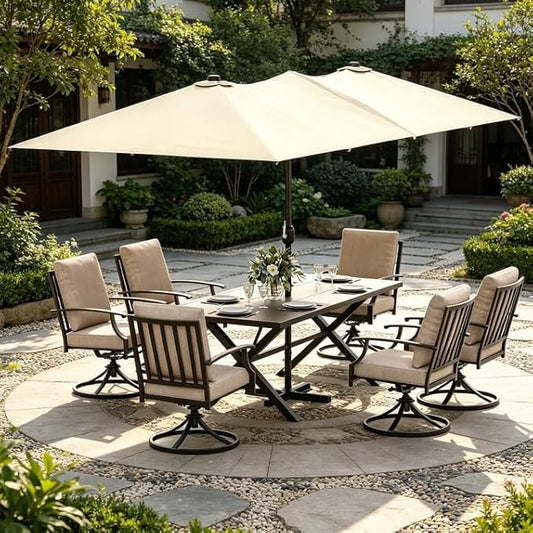ALAULM 14FT Waterproof Patio Umbrella Outdoor Reversible Rectangular Large Market Umbrella